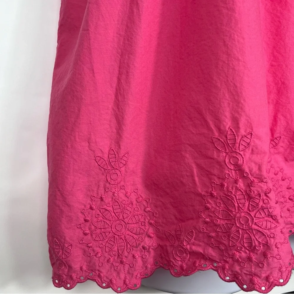 Lane Bryant Tank Top Size 16 Pink Embroidery Cotton Airy Breezy Square Neck